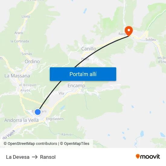 La Devesa to Ransol map