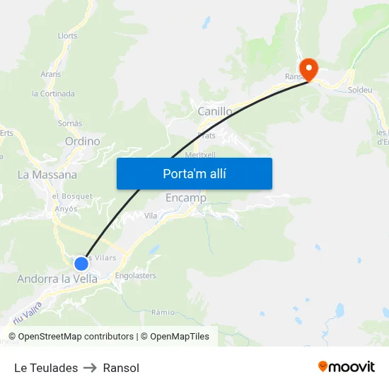 Le Teulades to Ransol map