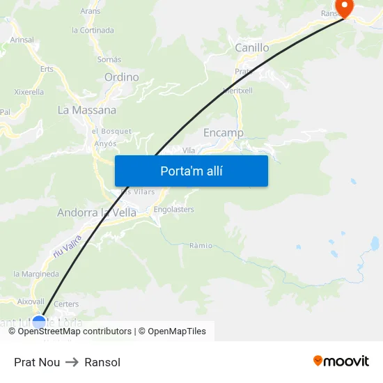 Prat Nou to Ransol map