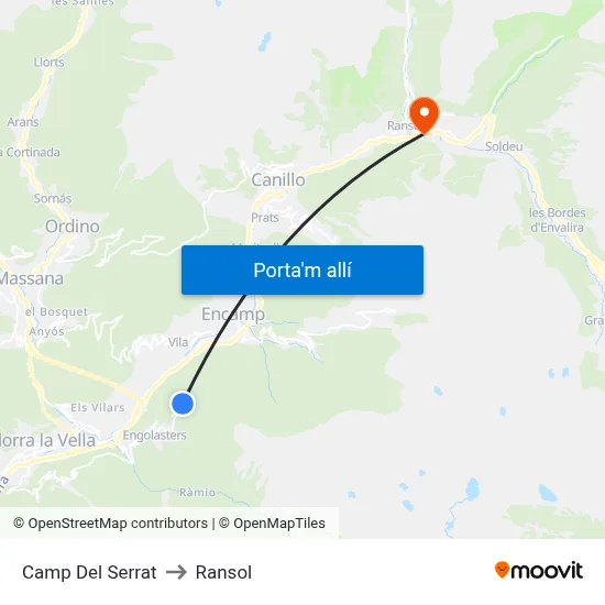 Camp Del Serrat to Ransol map