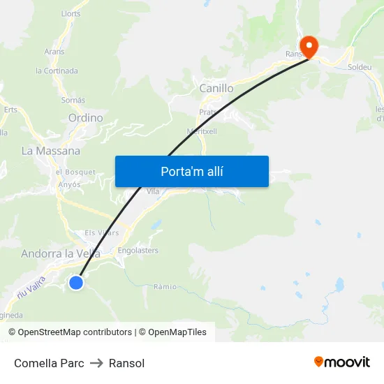 Comella Parc to Ransol map