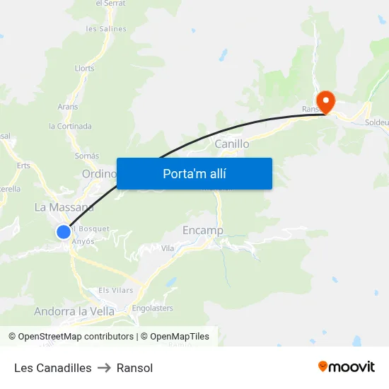 Les Canadilles to Ransol map