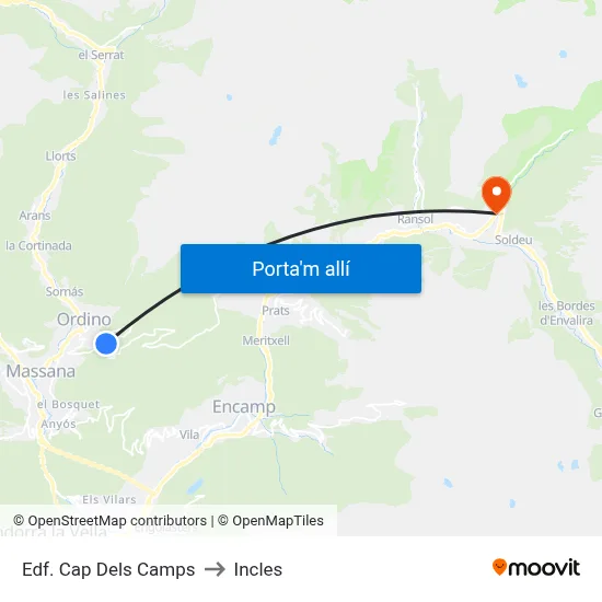 Edf. Cap Dels Camps to Incles map