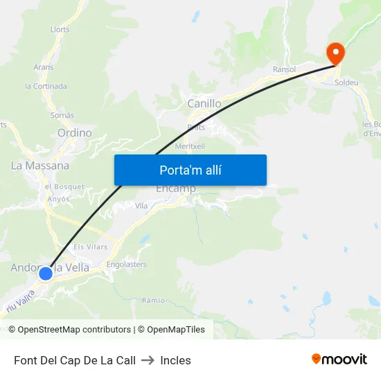 Font Del Cap De La Call to Incles map