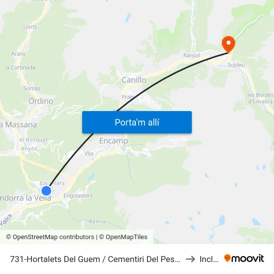 731-Hortalets Del Guem / Cementiri Del Pessebre to Incles map