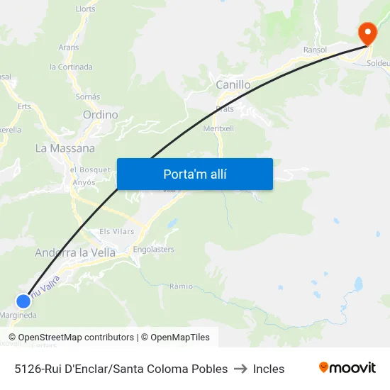 5126-Rui D'Enclar/Santa Coloma Pobles to Incles map