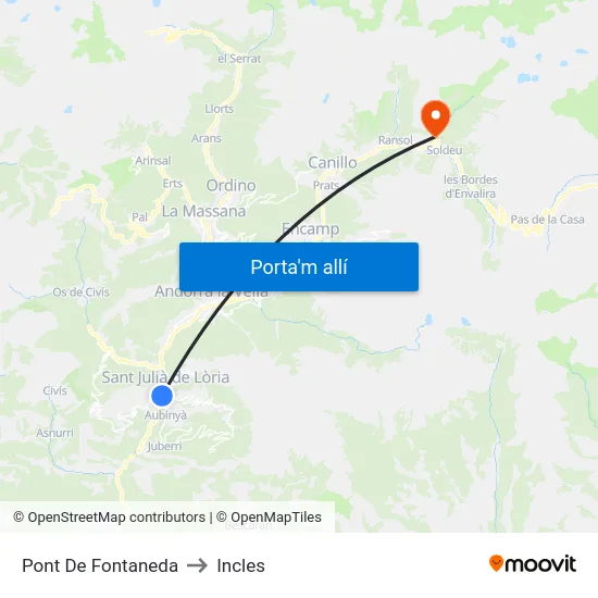Pont De Fontaneda to Incles map