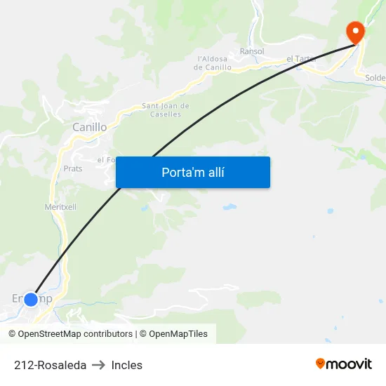 212-Rosaleda to Incles map