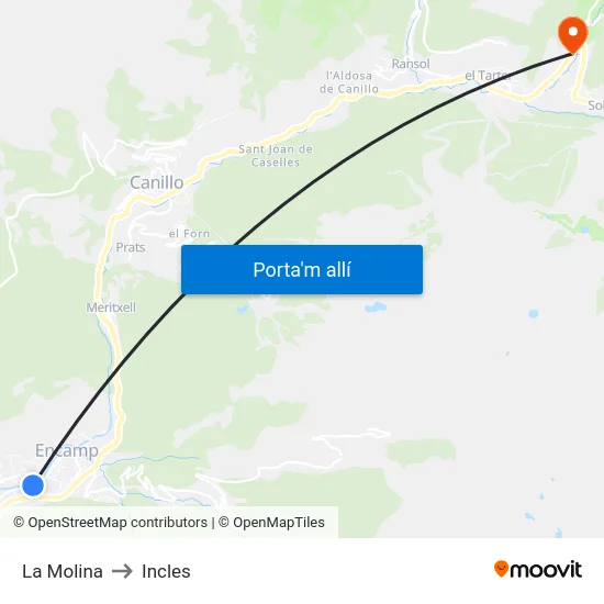 206-La Molina to Incles map