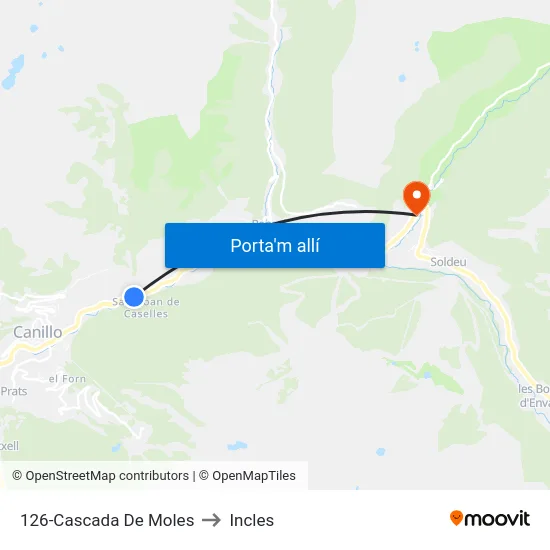 126-Cascada De Moles to Incles map