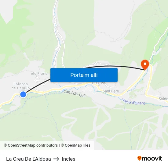 132-La Creu De L'Aldosa to Incles map