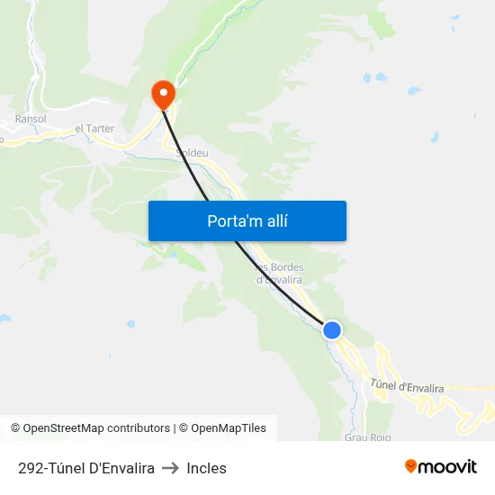 292-Túnel D'Envalira to Incles map