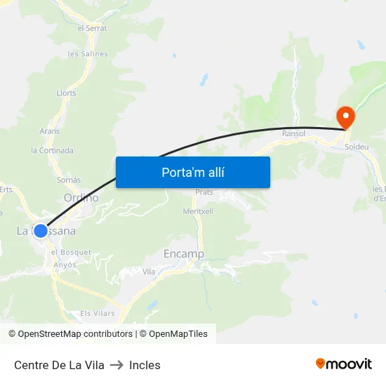 Centre De La Vila to Incles map
