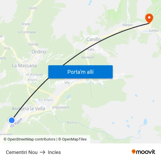 Cementiri Nou to Incles map