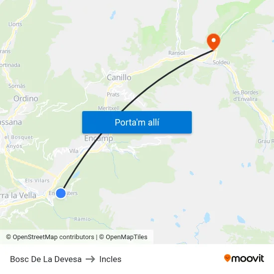 Bosc De La Devesa to Incles map