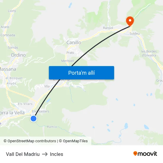 Vall Del Madriu to Incles map