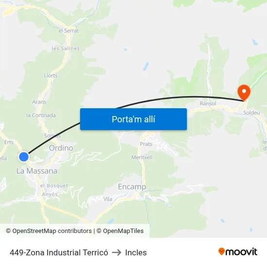 449-Zona Industrial Terricó to Incles map