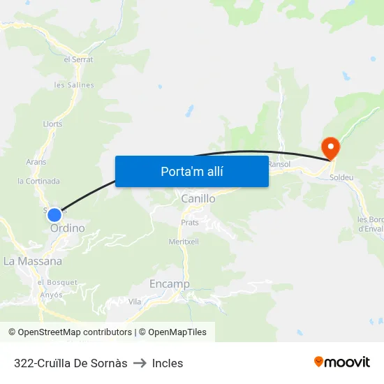 322-Cruïlla De Sornàs to Incles map