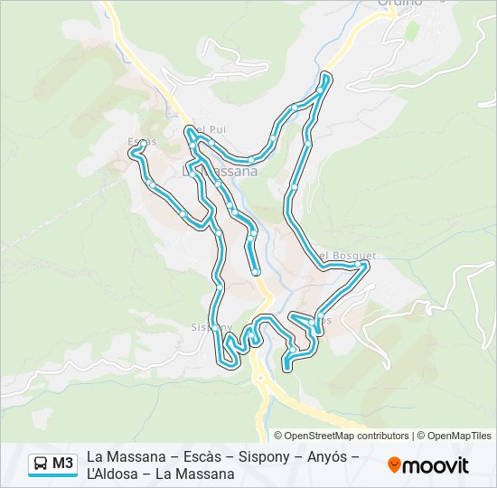 M3 bus Mapa de línia