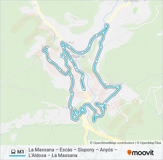 M3 Bus Line Map