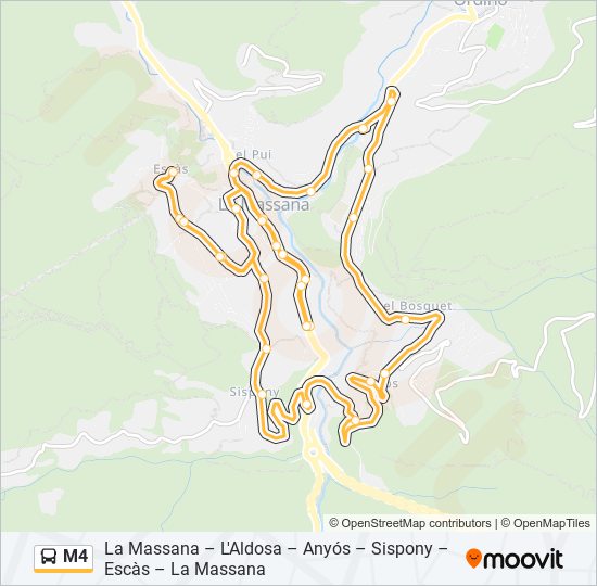 M4 bus Mapa de línia