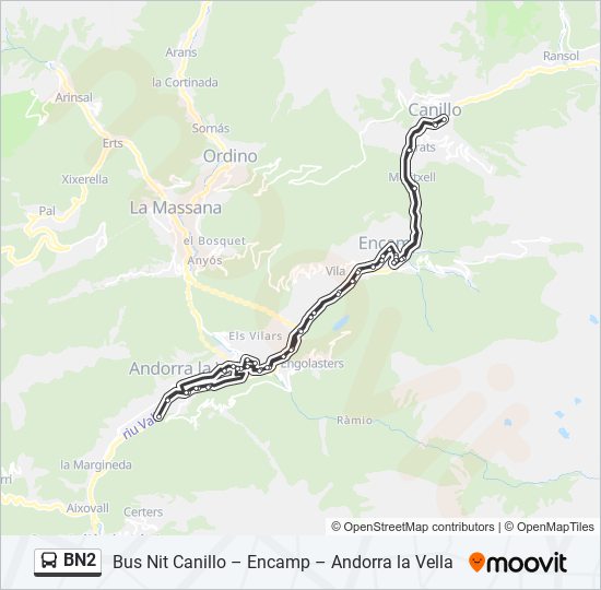 BN2 bus Mapa de línia