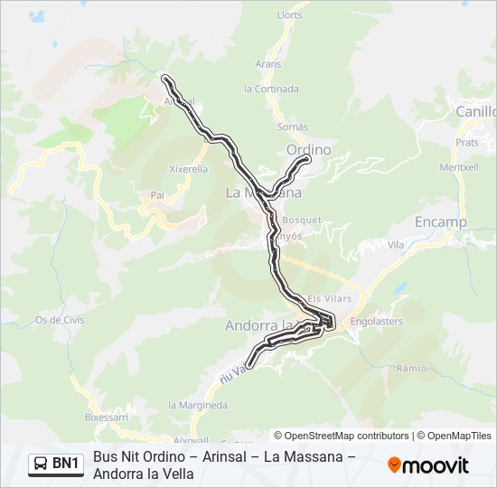 BN1 bus Mapa de línia