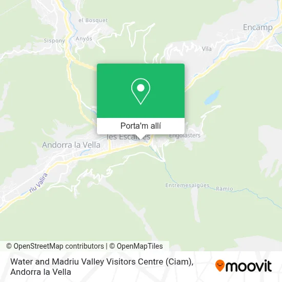 mapa Water and Madriu Valley Visitors Centre (Ciam)