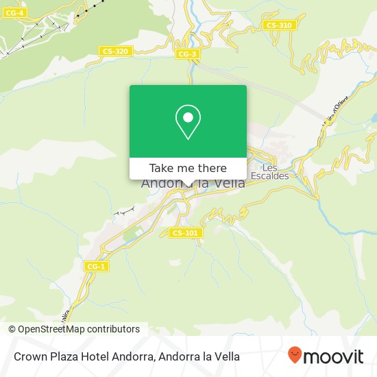 mapa Crown Plaza Hotel Andorra