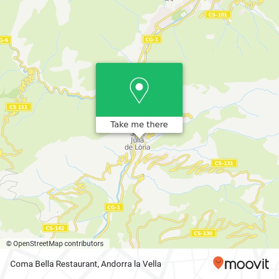 mapa Coma Bella Restaurant, Carretera de la Rabassa AD600 Sant Julià de Lòria