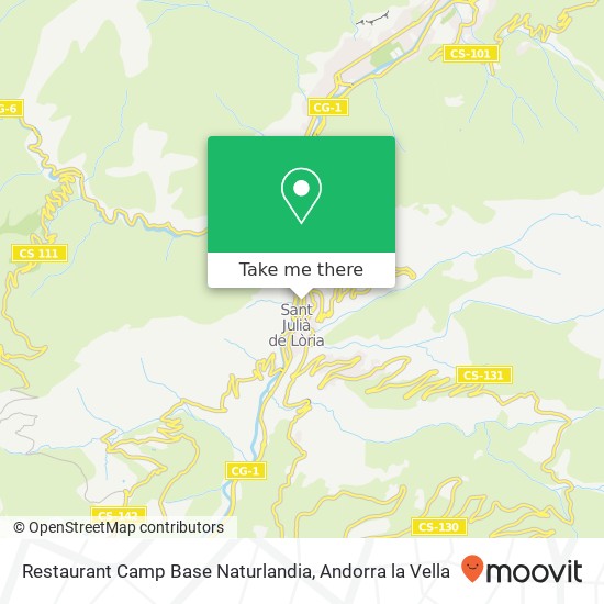 mapa Restaurant Camp Base Naturlandia, Avinguda de Rocafort AD600 Sant Julià de Lòria