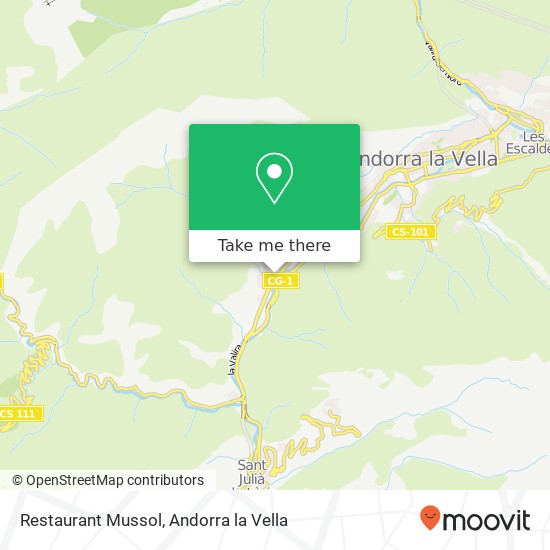 mapa Restaurant Mussol, Carrer de les Escoles AD500 Andorra la Vella