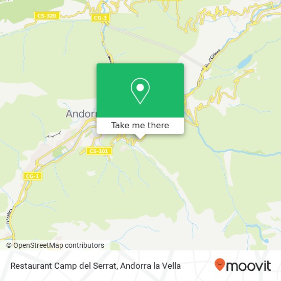 mapa Restaurant Camp del Serrat, Carretera de la Comella AD500 Andorra la Vella