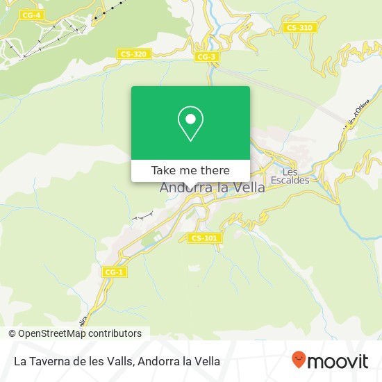 mapa La Taverna de les Valls, Carrer Mestre Xavier Plana, 2 AD500 Andorra la Vella