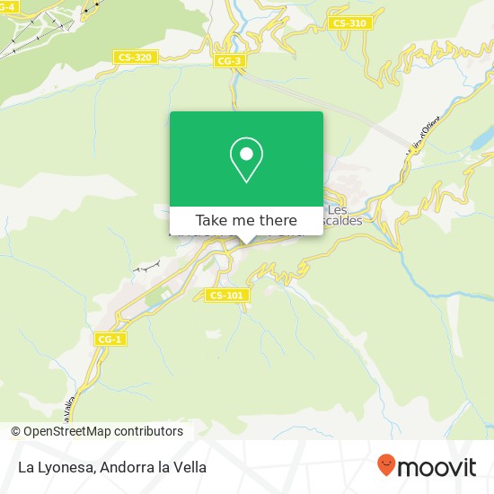 mapa La Lyonesa, Carrer Terra Vella AD500 Andorra la Vella