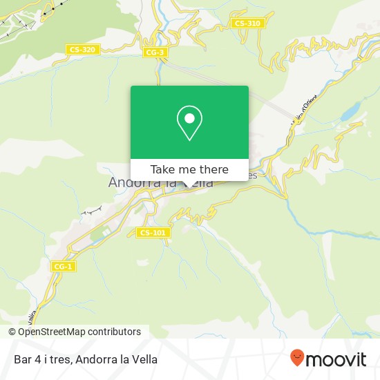 mapa Bar 4 i tres, Carrer Bonaventura Riberaygua, 43 AD500 Andorra la Vella