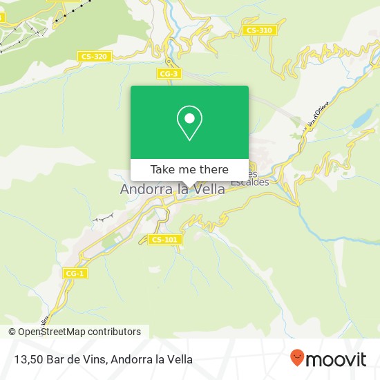 mapa 13,50 Bar de Vins, AD500 Andorra la Vella