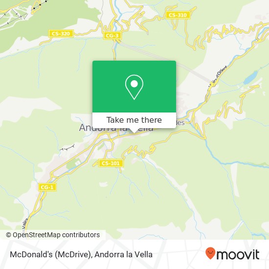 mapa McDonald's (McDrive), Avinguda de Tarragona, 49 AD500 Andorra la Vella