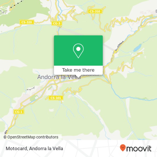 mapa Motocard, Carretera de l'Obach AD500 Andorra la Vella
