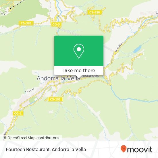 mapa Fourteen Restaurant, AD500 Andorra la Vella