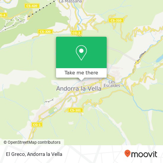 mapa El Greco, Carrer Les Canals AD500 Andorra la Vella