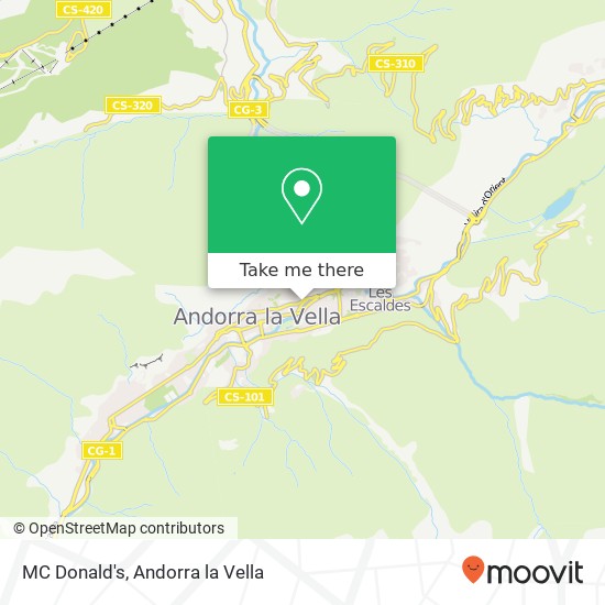 mapa MC Donald's, Avinguda Meritxell, 32 AD500 Andorra la Vella