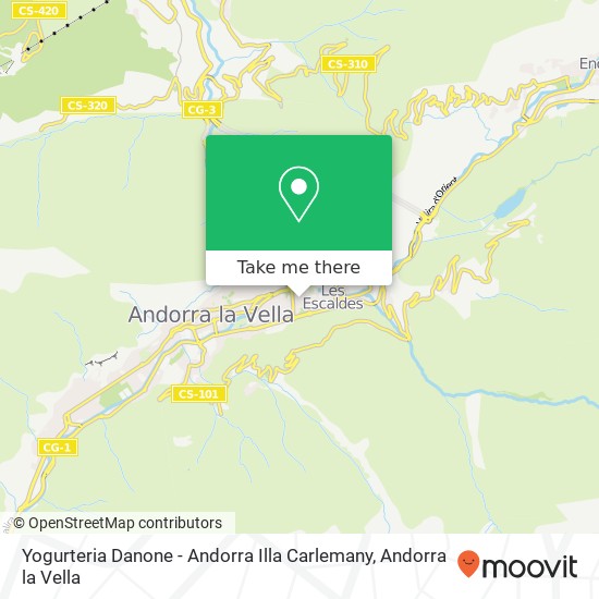 mapa Yogurteria Danone - Andorra Illa Carlemany, Avinguda Carlemany, 70 AD700 Escaldes-Engordany