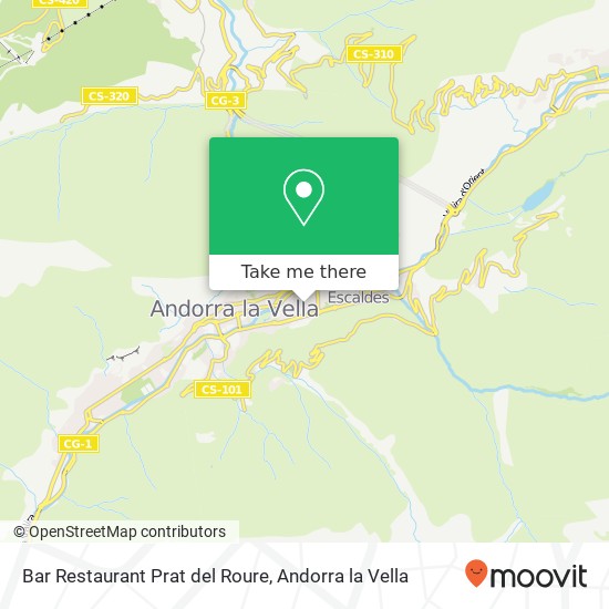mapa Bar Restaurant Prat del Roure, Carrer Sant Salvador AD500 Andorra la Vella