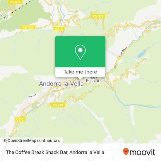 mapa The Coffee Break Snack Bar, Avinguda Meritxell AD500 Andorra la Vella