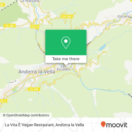 mapa La Vita È Vegan Restaurant, Plaça Creu Blanca AD700 Escaldes-Engordany