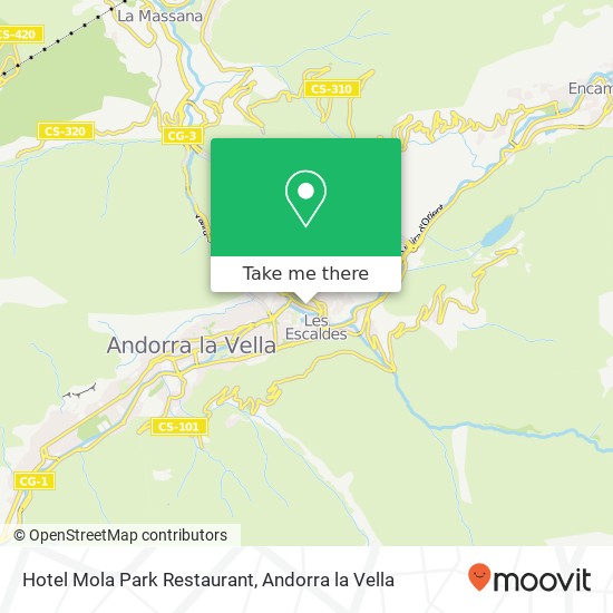 mapa Hotel Mola Park Restaurant, Carrer Josep Viladomat AD700 Escaldes-Engordany