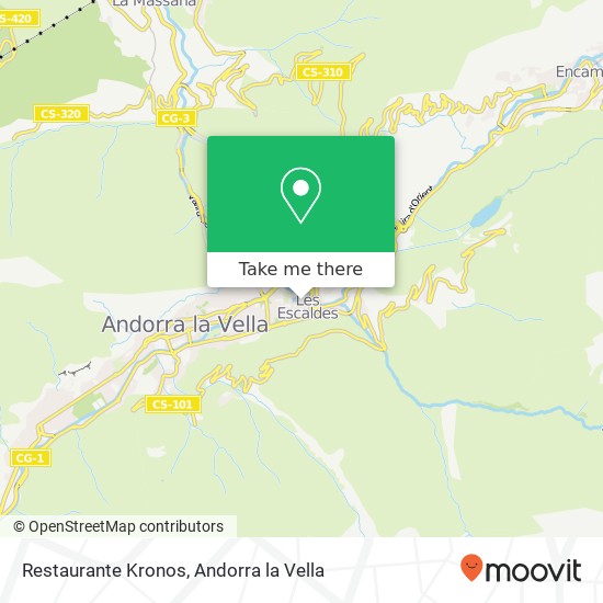 mapa Restaurante Kronos, Carrer del Prat Gran AD700 Escaldes-Engordany