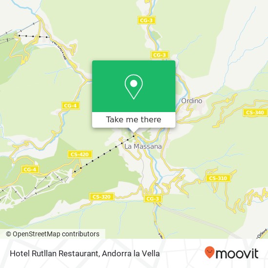 mapa Hotel Rutllan Restaurant, Avinguda del Ravell, 3 AD400 La Massana