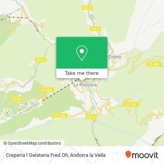 mapa Creperia I Gelateria Fred Oh, AD400 La Massana